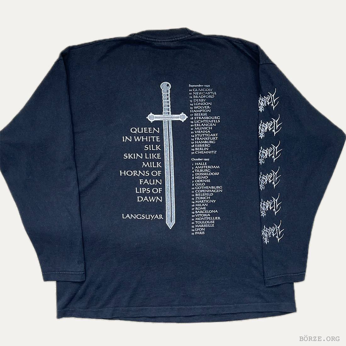 1995 MOONSPELL QUEEN IN WHITE EURO TOUR LONG SLEEVE