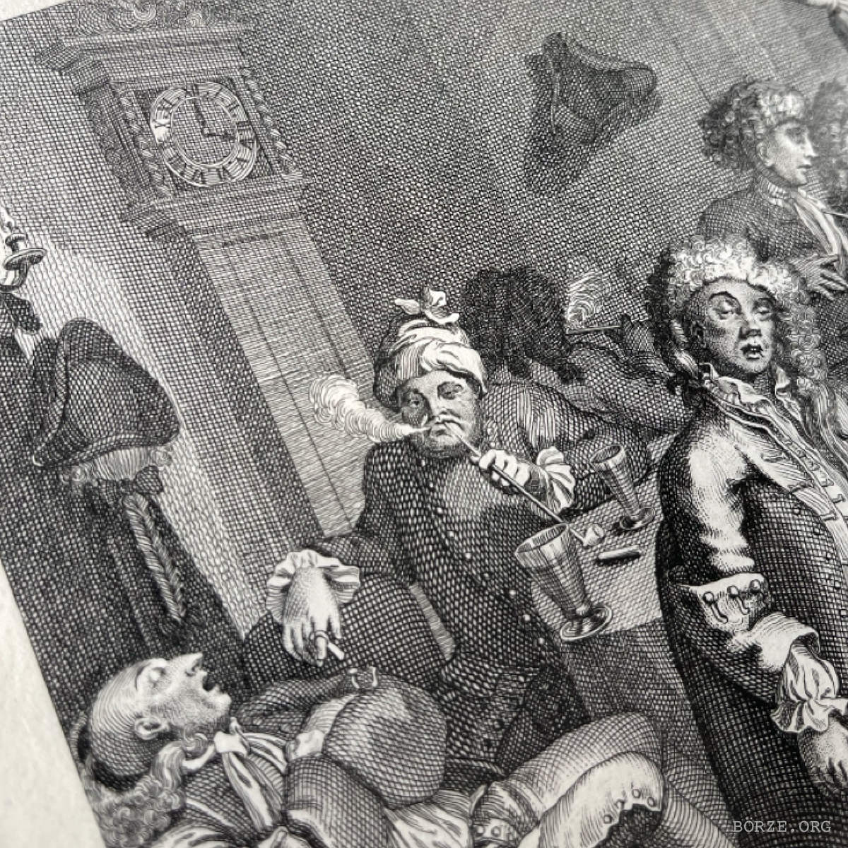19TH CENTURY HOGARTH A MIDNIGHT MODERN CONVERSATION ORIGINAL FRAMED ETCHING RUPENHAUSEN PRINT