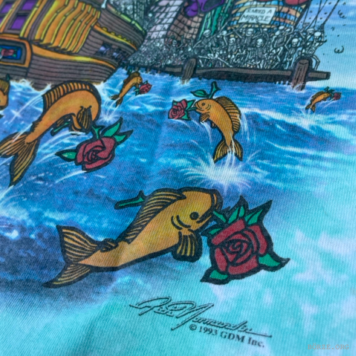 1993 GRATEFUL DEAD SHIP OF FOOLS LIQUID BLUE XL T-SHIRT