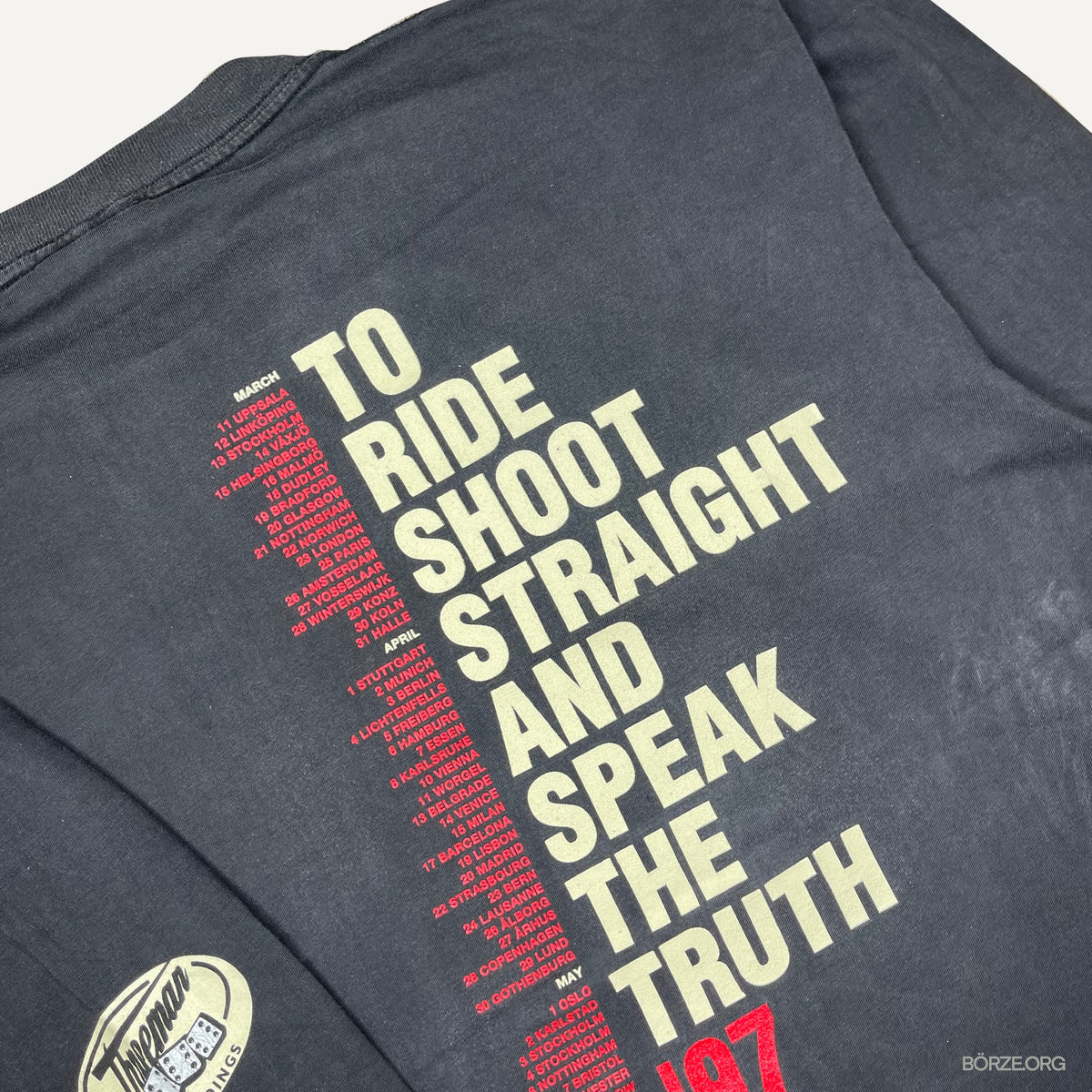 1997 ENTOMBED - TO RIDE TO SHOOT TO SPEAK THE TRUTH TOUR VINTAGE LONGSLEEVE XL