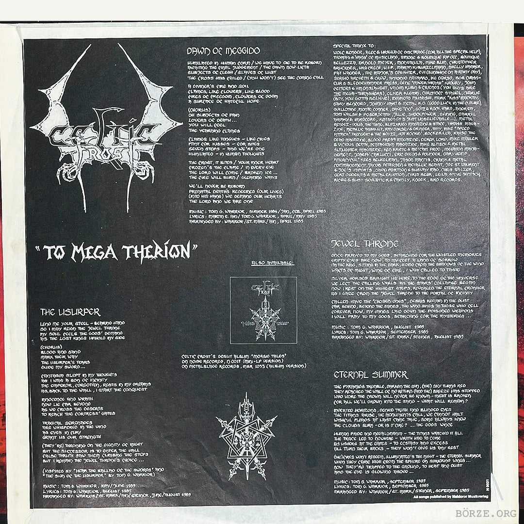 1985 CELTIC FROST 'TO MEGA THERION' ORIGINAL FIRST PRESS NOISE N 0031 VINYL