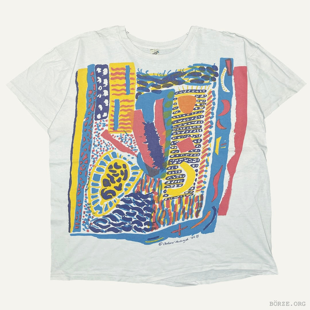 1986 ANDREW ACKROYD UNIQUE ABSTRACT ART PRINT VINTAGE SINGLE STITCH T-SHIRT XL