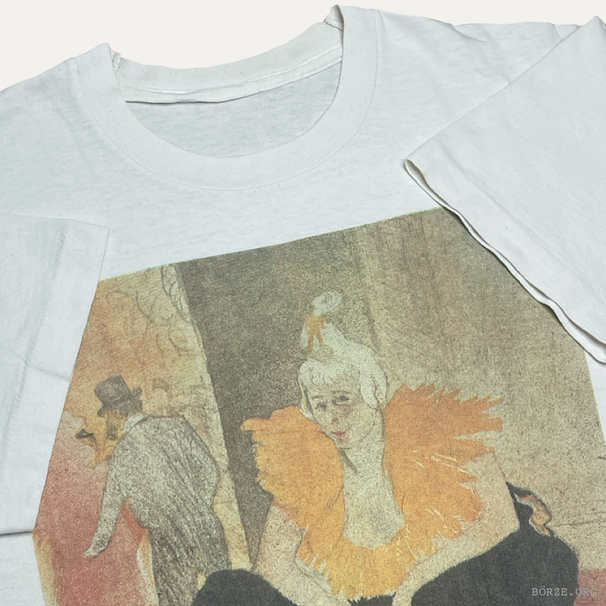 1990s HENRY DE TOLOUSE LAUTREC 'CLOWNESSE ASSISE' (SITTING CLOWNESS) VINTAGE SINGLE STITCH T-SHIRT XL