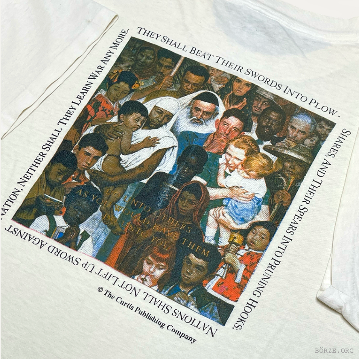 1992 NORMAN ROCKWELL 'DO UNTO OTHERS' UNITED NATIONS ONETIA VINTAGE SINGLE STITCH ART T-SHIRT XL