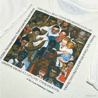 1992 NORMAN ROCKWELL 'DO UNTO OTHERS' UNITED NATIONS ONETIA VINTAGE SINGLE STITCH ART T-SHIRT XL