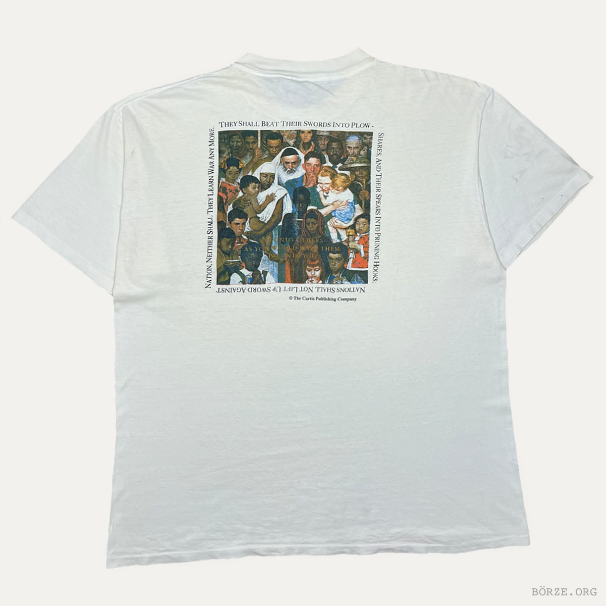 1992 NORMAN ROCKWELL 'DO UNTO OTHERS' UNITED NATIONS ONETIA VINTAGE SINGLE STITCH ART T-SHIRT XL