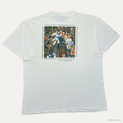 1992 NORMAN ROCKWELL 'DO UNTO OTHERS' UNITED NATIONS ONETIA VINTAGE SINGLE STITCH ART T-SHIRT XL