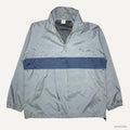1990s BLUE GRAPE MERCHANDISING QUARTER ZIP CONTRAST PANEL BLANK ANORAK PULLOVER JACKET XL GREY / NAVY