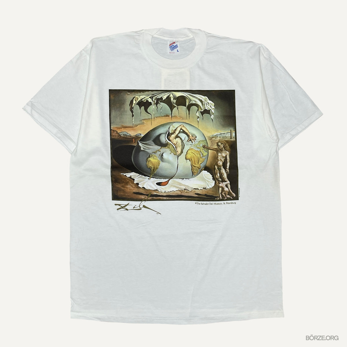 1990s SALVADOR DALI ‘GEOPLOLITICUS CHILD’ SERIGRAPHIA VINTAGE MUSEUM T-SHIRT LARGE+