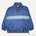 1990s BLUE GRAPE MERCHANDISING QUARTER ZIP CONTRAST PANEL BLANK ANORAK PULLOVER JACKET XL NAVY / GREY