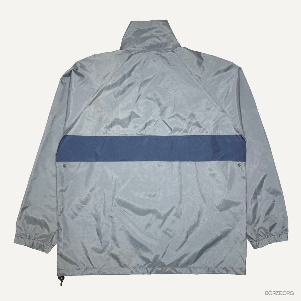 1990s BLUE GRAPE MERCHANDISING QUARTER ZIP CONTRAST PANEL BLANK ANORAK PULLOVER JACKET XL GREY / NAVY
