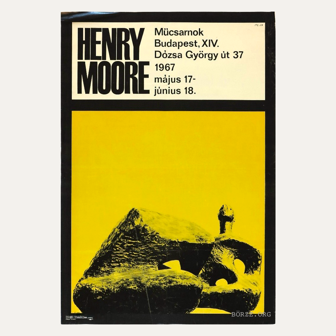 1967 HENRY MOORE OFFSET LITHOGRAPH EXHIBITION KUNSTHALLE POSTER
