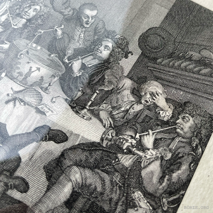 19TH CENTURY HOGARTH A MIDNIGHT MODERN CONVERSATION ORIGINAL FRAMED ETCHING RUPENHAUSEN PRINT
