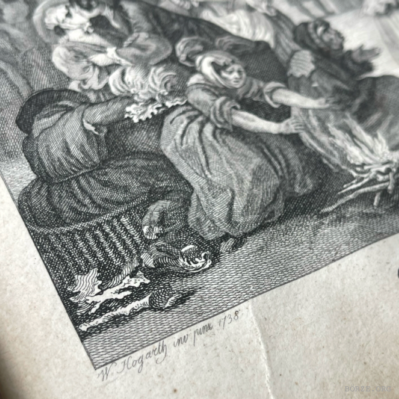 19TH CENTURY HOGARTH MORNING (THE FOUR TIMES OF THE DAY) ORIGINAL FRAMED ETCHING RUPENHAUSEN PRINT