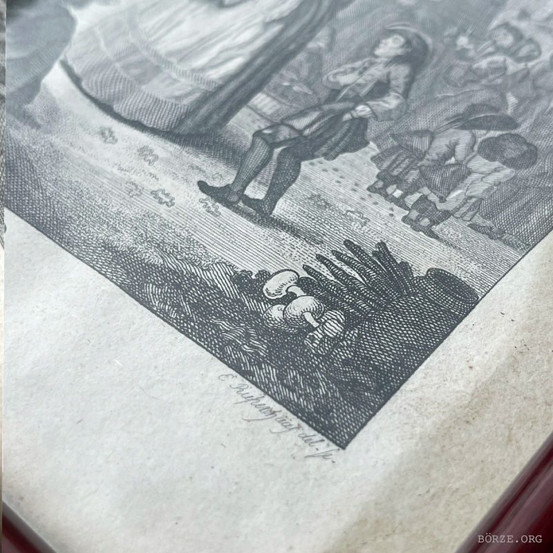 19TH CENTURY HOGARTH MORNING (THE FOUR TIMES OF THE DAY) ORIGINAL FRAMED ETCHING RUPENHAUSEN PRINT