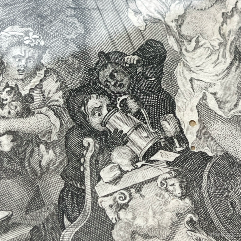 19TH CENTURY HOGARTH STROLLING ACTRESSES DRESSING IN A BARN ORIGINAL FRAMED ETCHING RUPENHAUSEN PRINT