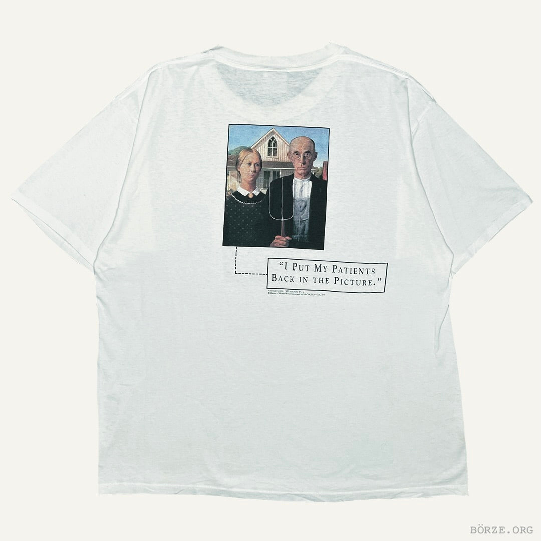 1990s GRANT WOOD 'AMERICAN GOTHIC' LEVBID PHARMA VINTAGE ART T-SHIRT