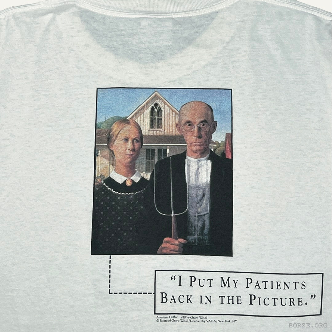1990s GRANT WOOD 'AMERICAN GOTHIC' LEVBID PHARMA VINTAGE ART T-SHIRT