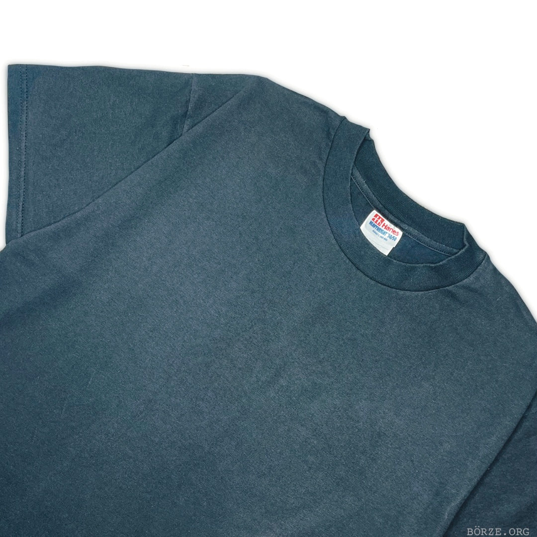 1990s HANES PLAIN BLACK BLANK VINTAGE 50/50 T-SHIRT LARGE