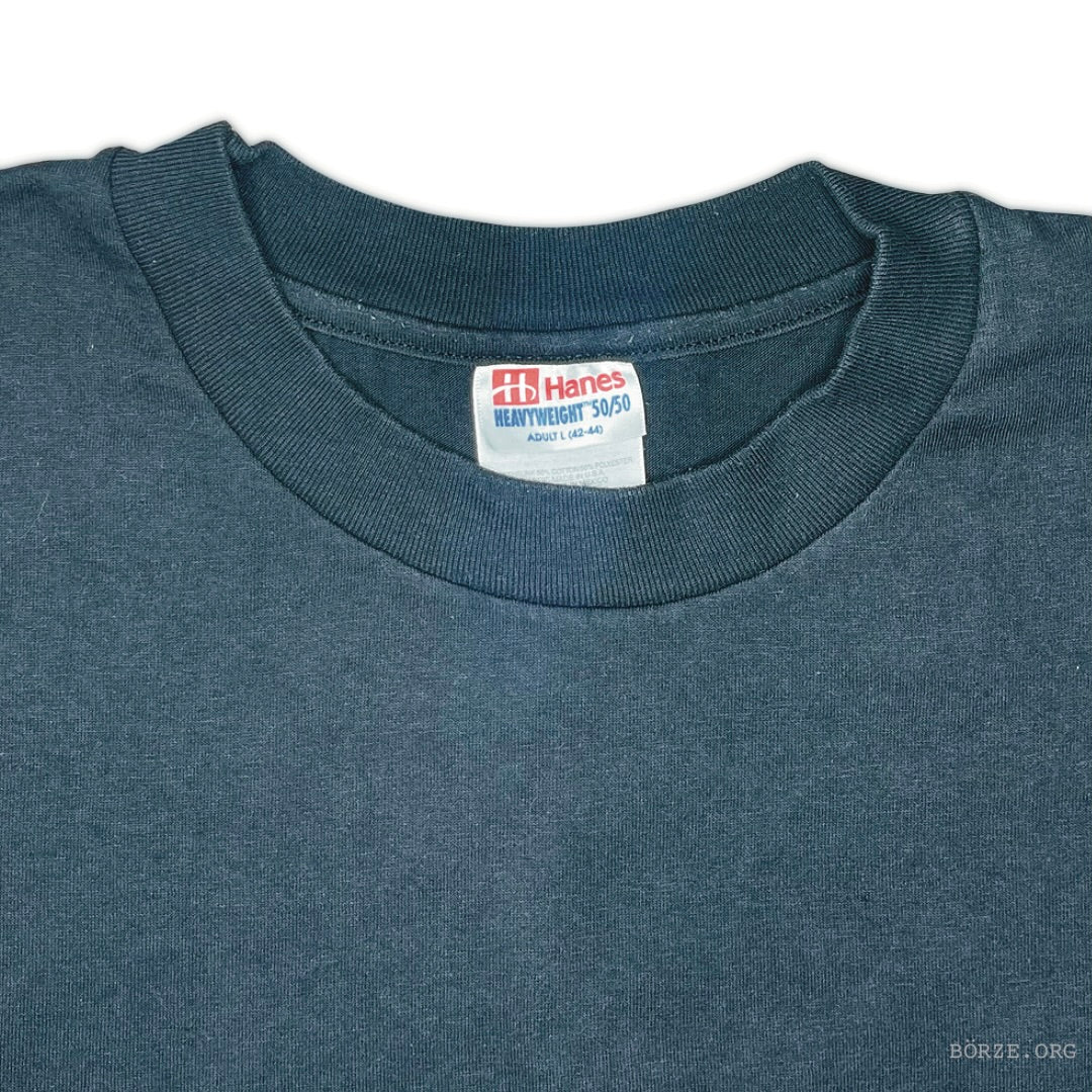 1990s HANES PLAIN BLACK BLANK VINTAGE 50/50 T-SHIRT LARGE