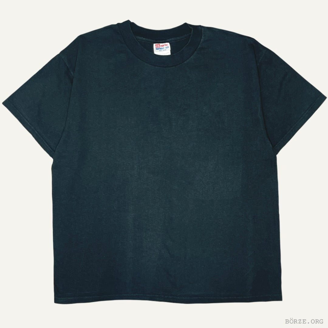 1990s HANES PLAIN BLACK BLANK VINTAGE 50/50 T-SHIRT LARGE