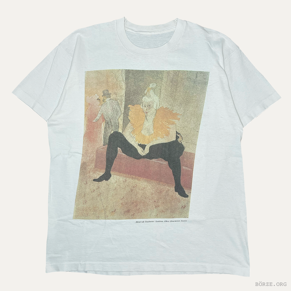 1990s HENRY DE TOLOUSE LAUTREC 'CLOWNESSE ASSISE' (SITTING CLOWNESS) VINTAGE SINGLE STITCH T-SHIRT XL