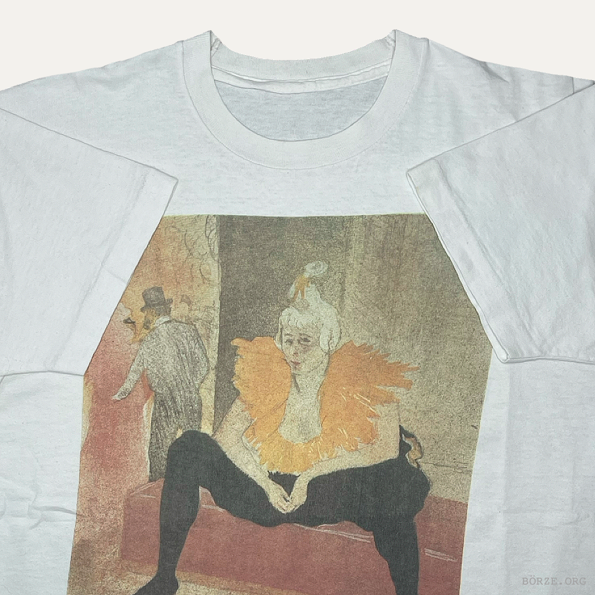 1990s HENRY DE TOLOUSE LAUTREC 'CLOWNESSE ASSISE' (SITTING CLOWNESS) VINTAGE SINGLE STITCH T-SHIRT XL