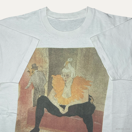 1990s HENRY DE TOLOUSE LAUTREC 'CLOWNESSE ASSISE' (SITTING CLOWNESS) VINTAGE SINGLE STITCH T-SHIRT XL