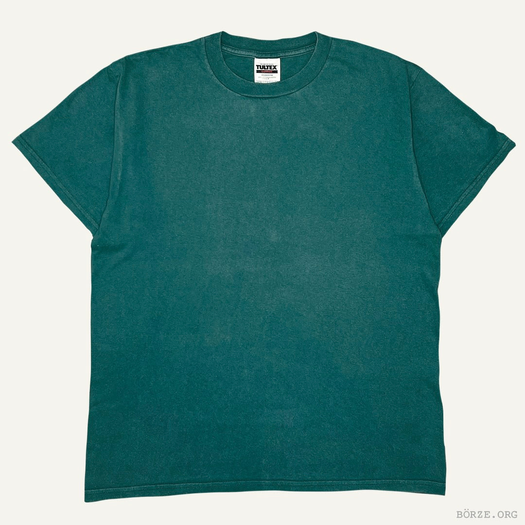 1990s TULTEX SUN FADED PLAIN TURQUISE IVY BLANK VINTAGE T-SHIRT LARGE