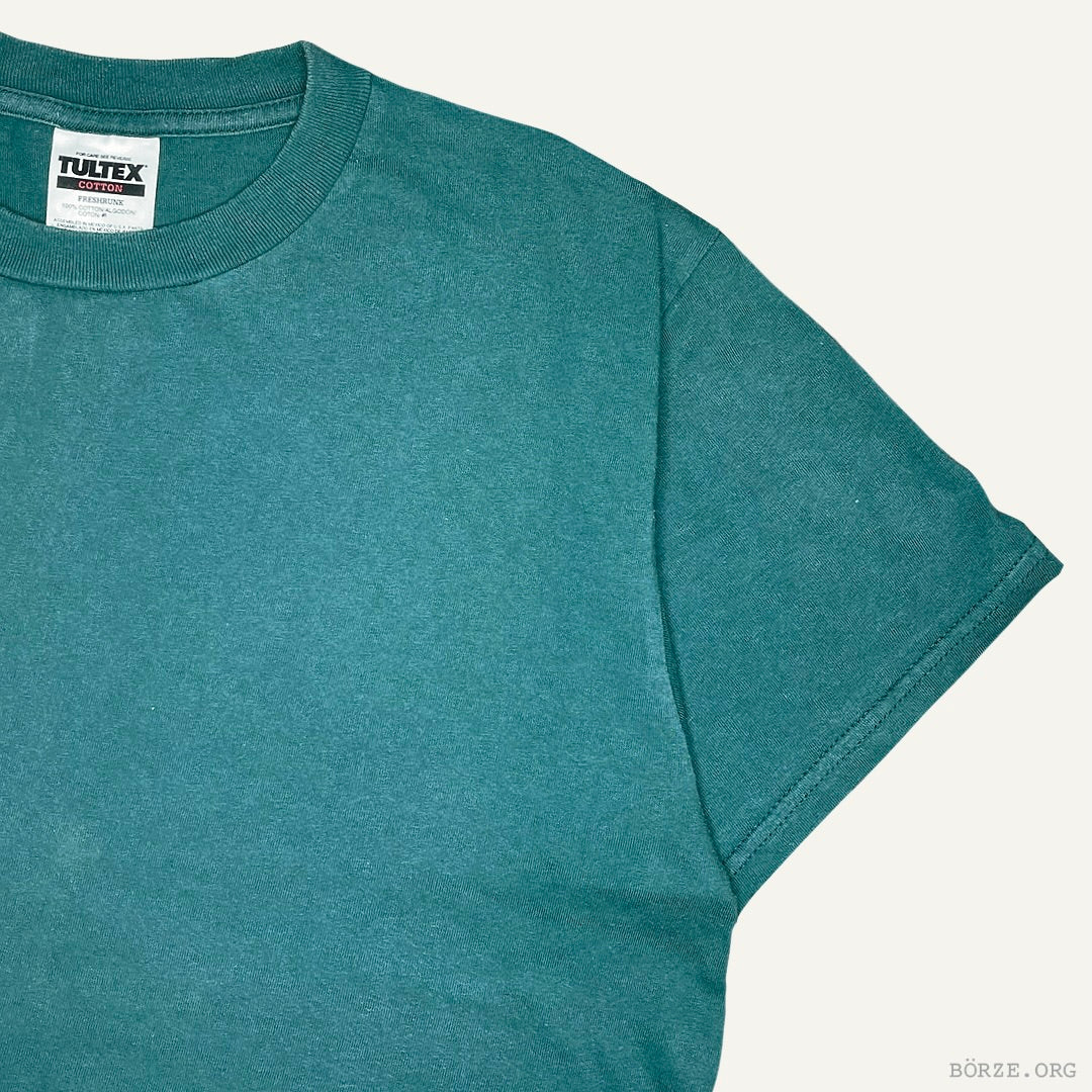 1990s TULTEX SUN FADED PLAIN TURQUISE IVY BLANK VINTAGE T-SHIRT LARGE