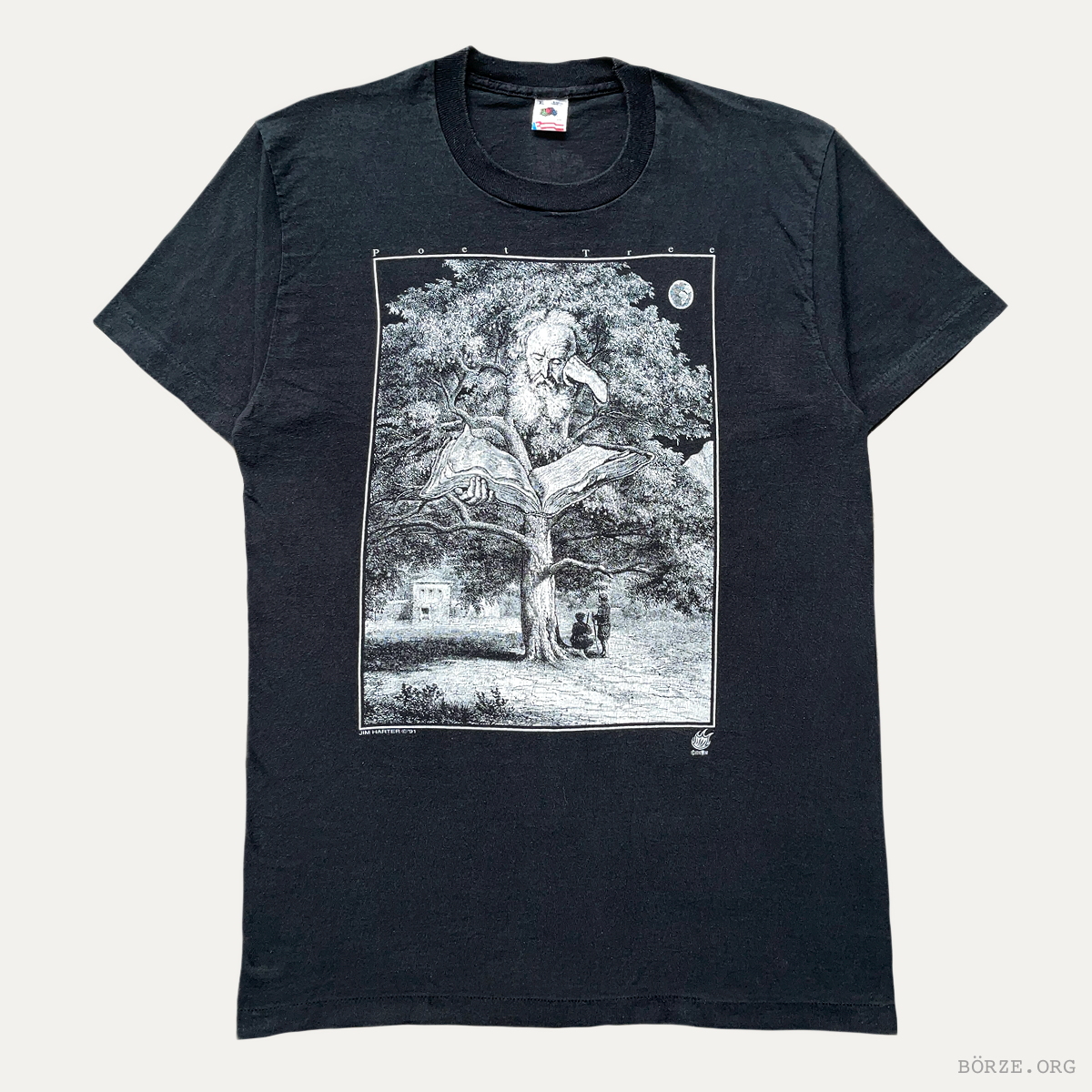 1991 JIM HARTER 'POET TREE' ECLECTIC WEAR ETCHING VINTAGE SINGLE STITCH ART T-SHIRT XL