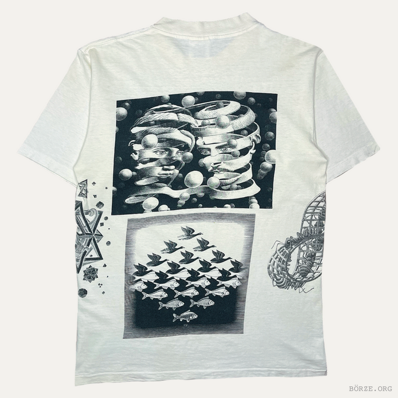 1991 MC ESCHER ALL OVER PRINT ANDAZIA CORDON ART BAARN-HOLLAND AOP VINTAGE ART T-SHIRT LARGE