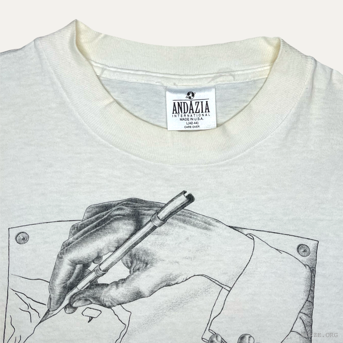 1991 MC ESCHER AOP 'PARADOX' ANDAZIA CORDON ART BAARN-HOLLAND AOP VINTAGE ART T-SHIRT LARGE