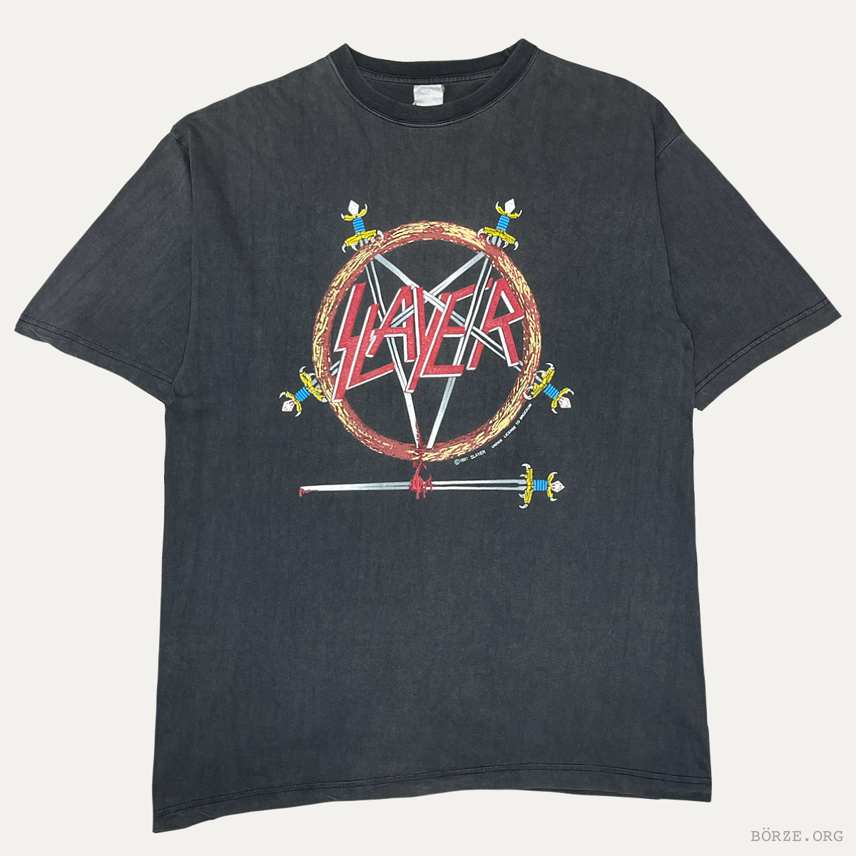 1991 SLAYER HELL AWAITS BROCKUM VINTAGE T-SHIRT XL+