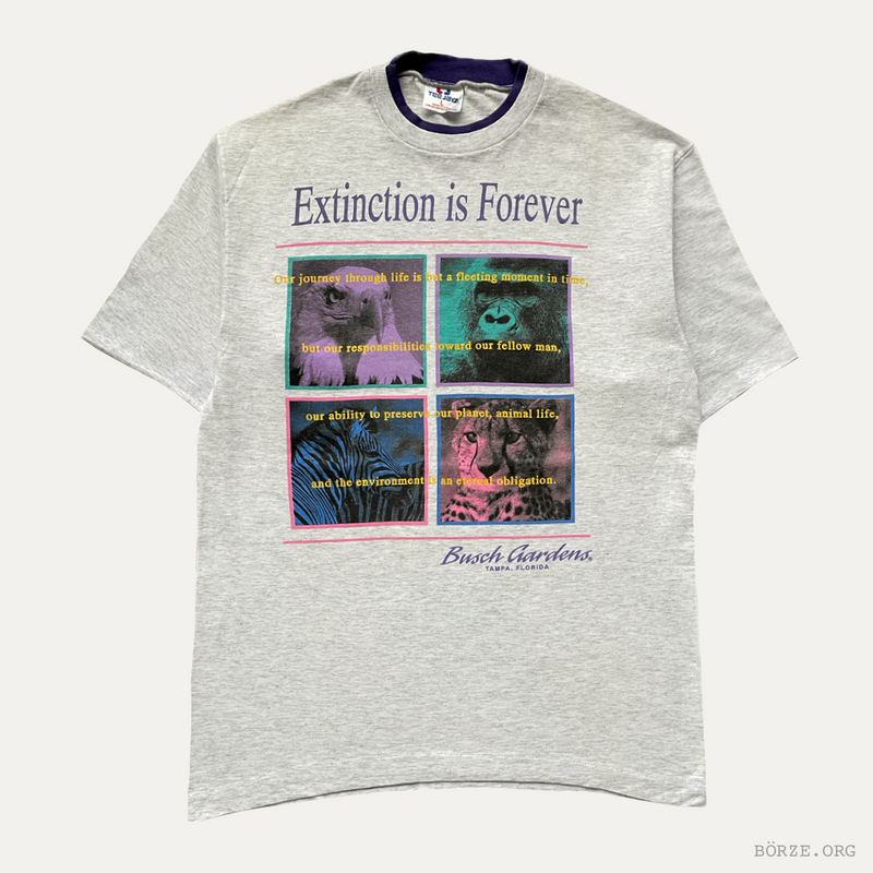 1992 BUSCH GARDENS EXTINCTION IS FOREVER XL T-SHIRT