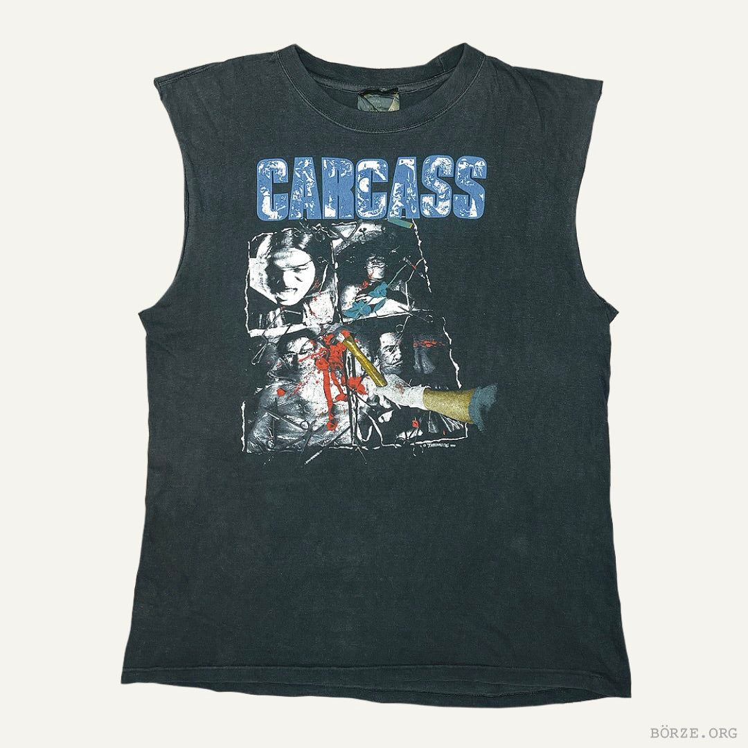 1992 CARCASS 'NECROTICISM' EARACHE DESCANTING THE INSALUBRIOUS SLEEVELESS CHOPPED VINTAGE T SHIRT XL