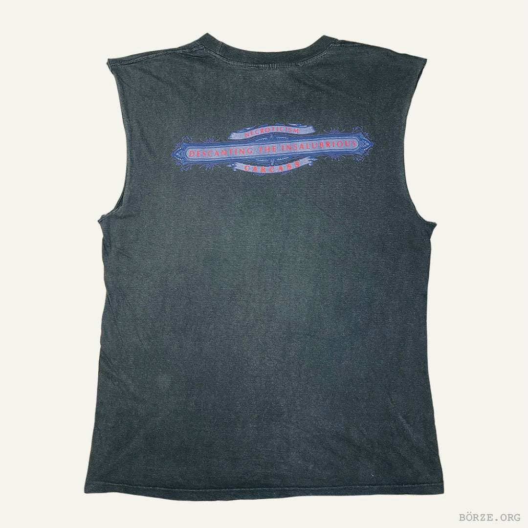 1992 CARCASS 'NECROTICISM' EARACHE DESCANTING THE INSALUBRIOUS SLEEVELESS CHOPPED VINTAGE T SHIRT XL