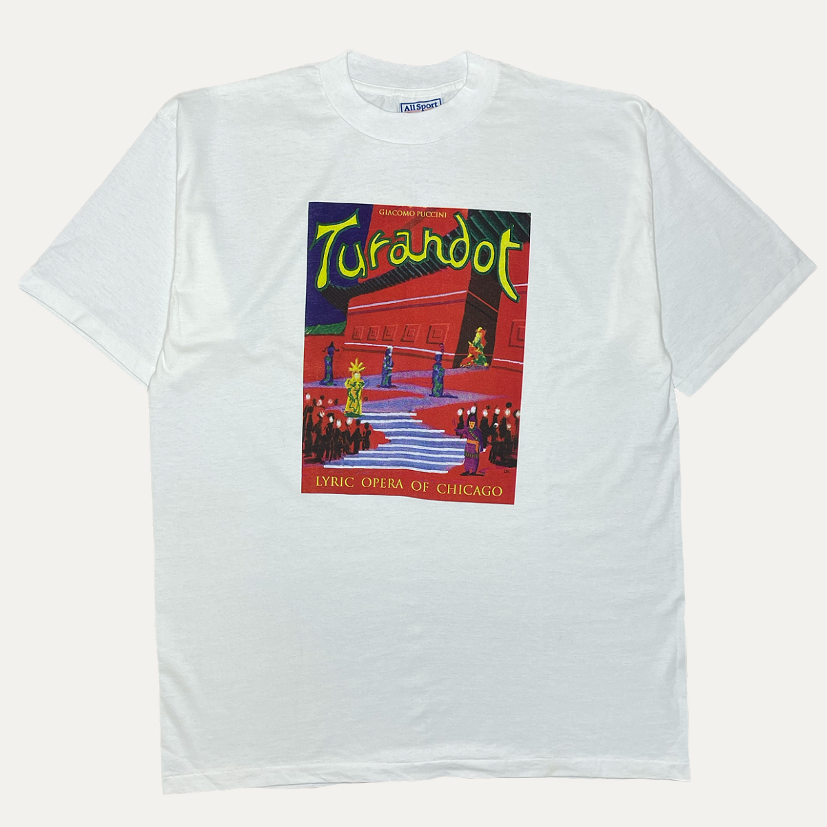 1992 DAVID HOCKNEY 'TURANDOT' PUCCINI LYRIC OPERA OF CHICAGO SINGLE STITCH ALLSPORT VINTAGE ART T-SHIRT XL+