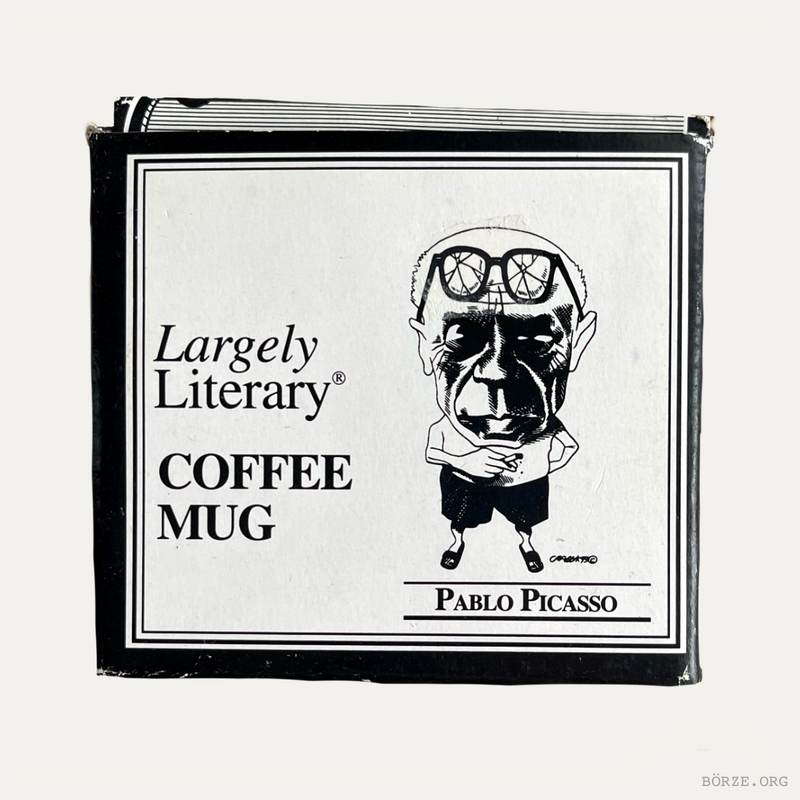 1993 LARGELY LITERARY STEVEN CRAGG 'PICASSO' CARICATURE VINTAGE COFFEE MUG BOXED