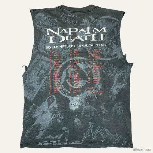 1994 NAPALM DEATH EUROPEAN TOUR AOP SLEEVELESS CUT OFF VINTAGE T SHIRT