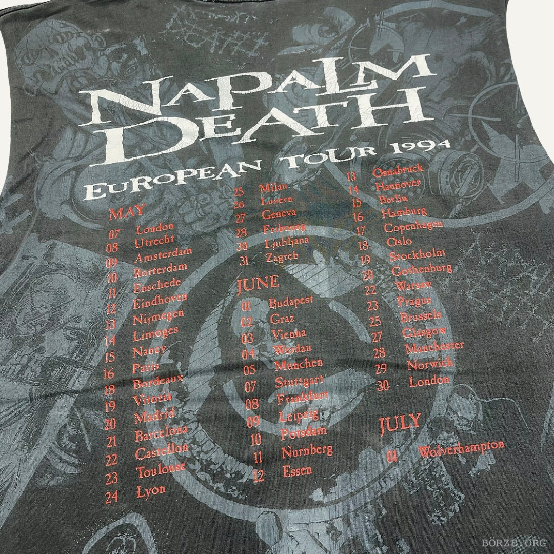 1994 NAPALM DEATH EUROPEAN TOUR AOP SLEEVELESS CUT OFF VINTAGE T SHIRT