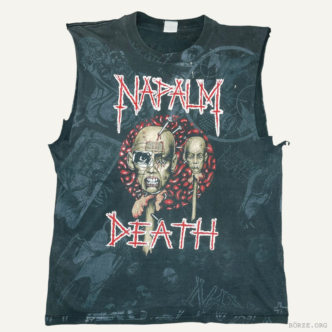 1994 NAPALM DEATH EUROPEAN TOUR AOP SLEEVELESS CUT OFF VINTAGE T SHIRT