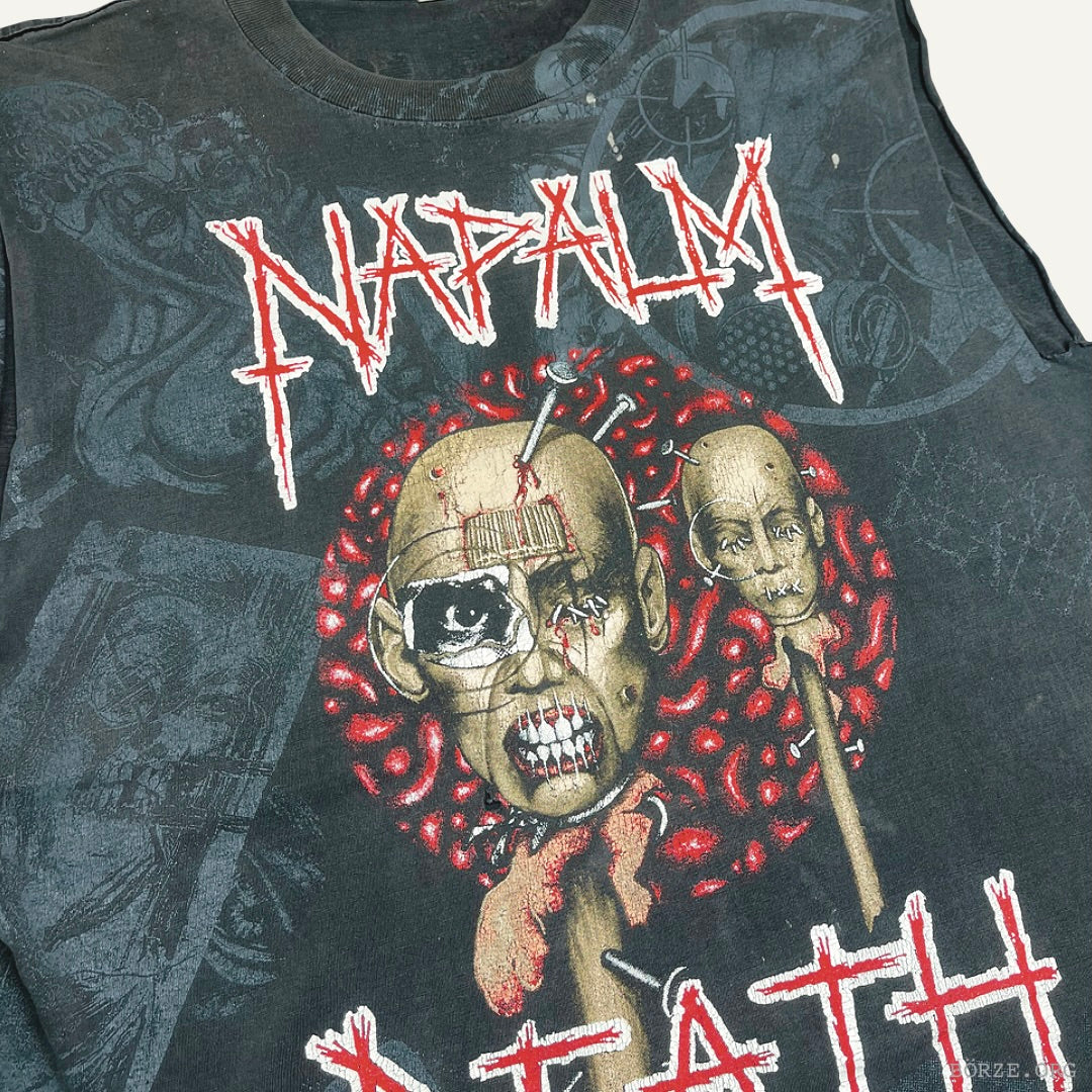 1994 NAPALM DEATH EUROPEAN TOUR AOP SLEEVELESS CUT OFF VINTAGE T SHIRT