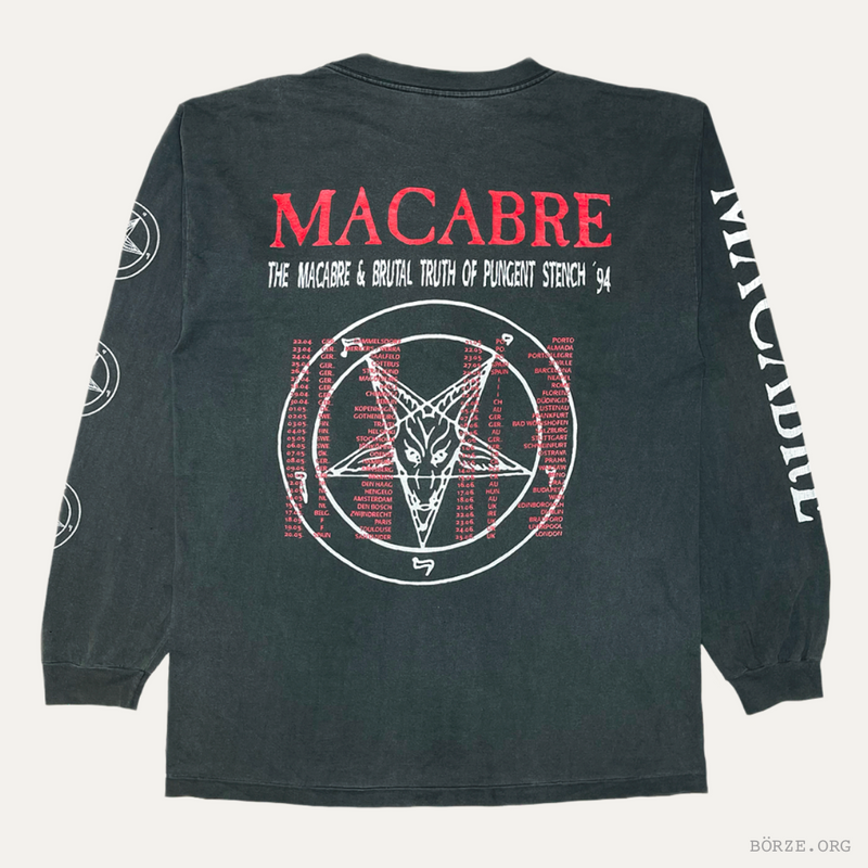 1994 MACABRE PUNGENT STENCH RAMIREZ NIGHTSTALKER PENTAGRAM EURO TOUR VINTAGE LONG SLEEVE LARGE+