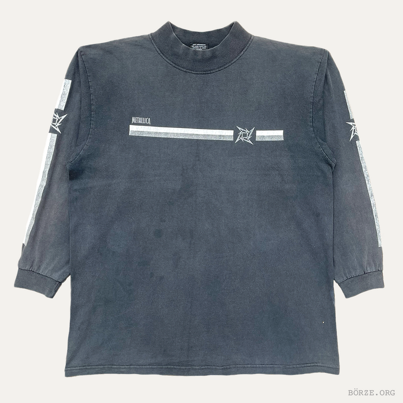 Premium Metallica vintage load reload mock neck long-sleeve shirt with white graphics on a light gray background börze org