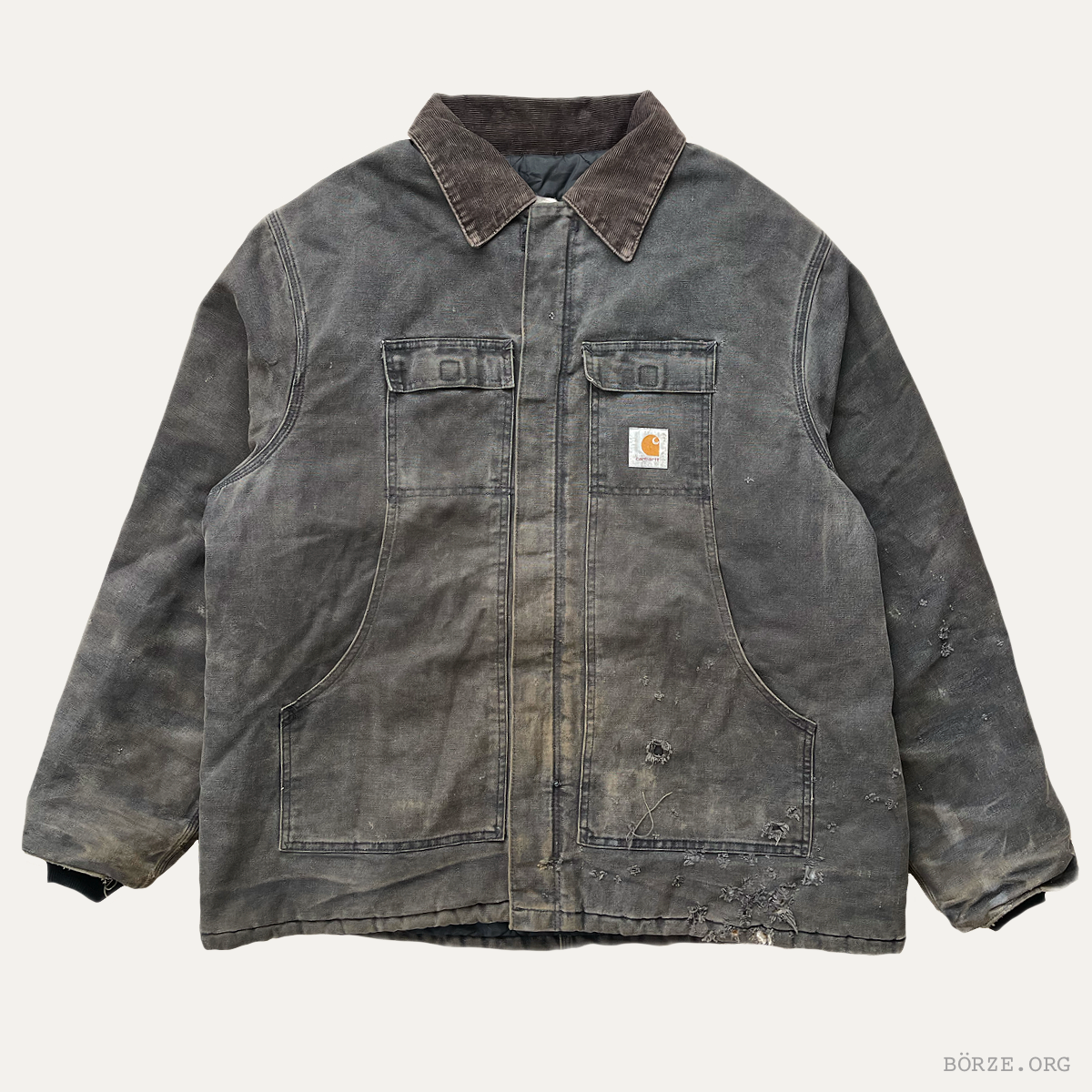 1997 CARHARTT C03BLK USA ARCTIC PATINA BLACK DUCK WORK COAT V-STITCH RESTORATION
