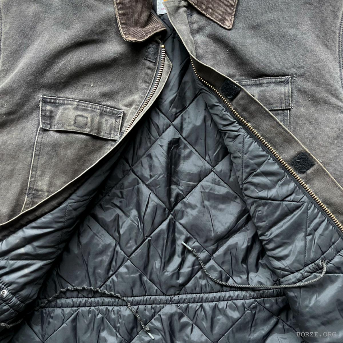 1997 CARHARTT C03BLK USA ARCTIC PATINA BLACK DUCK WORK COAT V-STITCH RESTORATION