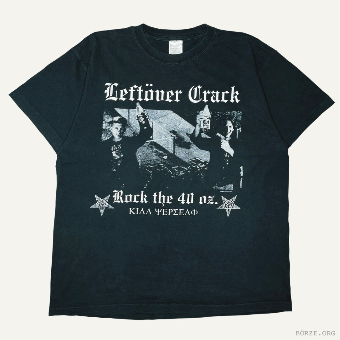 2002 LEFTÖVER CRACK 40 OZ VINTAGE CRUST HARDCORE PUNK T-SHIRT