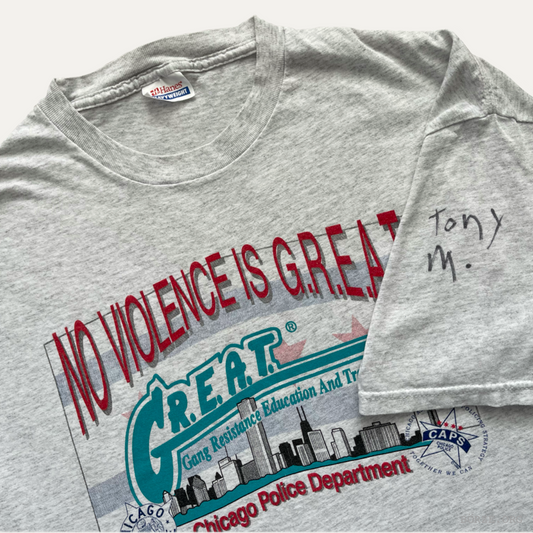 1990s AUTHENTIC CHICAGO PD NO VIOLENCE IS GREAT T-SHIRT XL