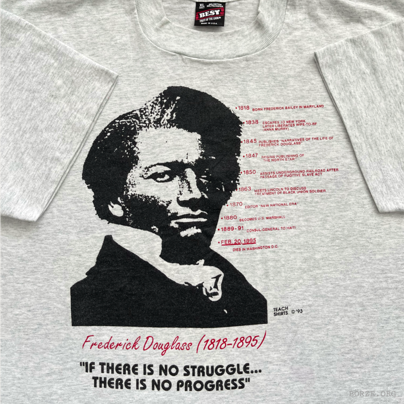 1993 TEACH SHIRTS FREDERICK DOUGLASS NO STRUGGLE NO PROGRESS VINTAGE T-SHIRT